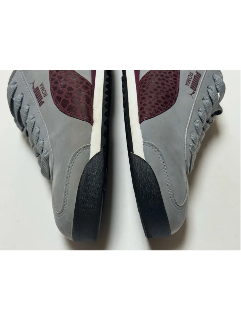 Puma Women’s Roma Gray Burgundy Animal Print Sneakers Sz 7.5